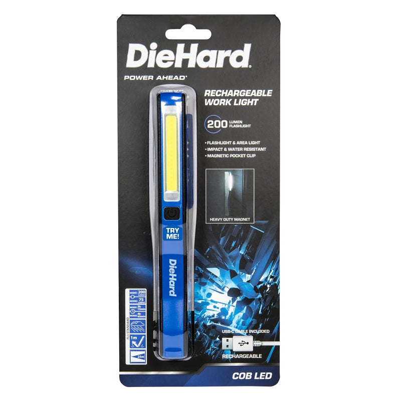 Dorcy 41-6641 Pocket Work Light, Lithium-Ion Battery, 200 Lumens, Black/Blue