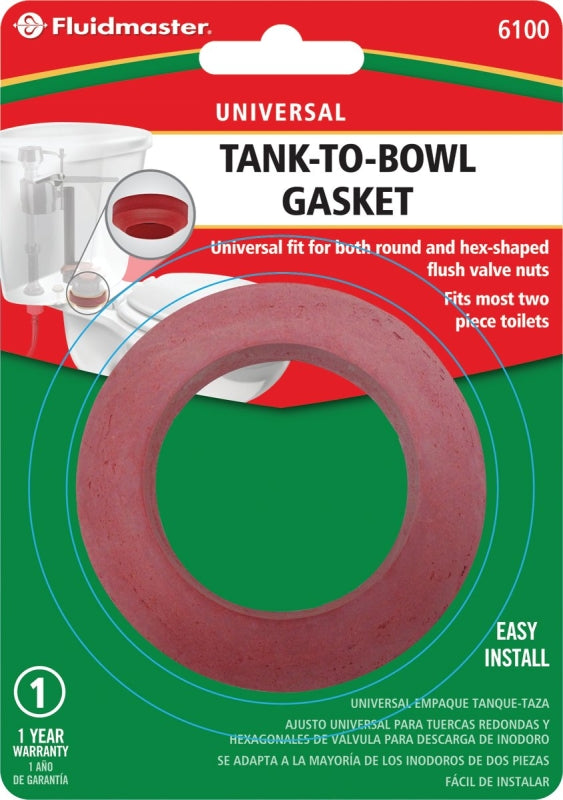 Fluidmaster 6100 Tank-to-Bowl Gasket, Sponge Rubber, For: Closed Coupled Toilets, Round and Hex Shaped Flush Valve Nuts