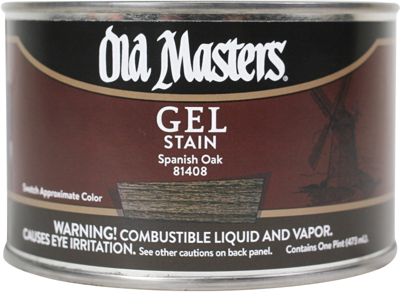 Old Masters 81408 Gel Stain, Spanish Oak, Liquid, 1 pt, Can