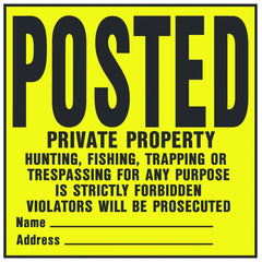 YP-1 POSTED LEGAL PLAST SIGN