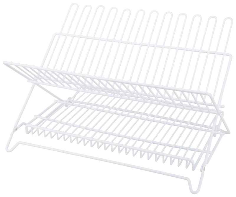 Simple Spaces Dish Rack, 20 lb Capacity, 18-1/4 in L, 12-3/4 in W, 11 in H, Steel, White, White PE Coated