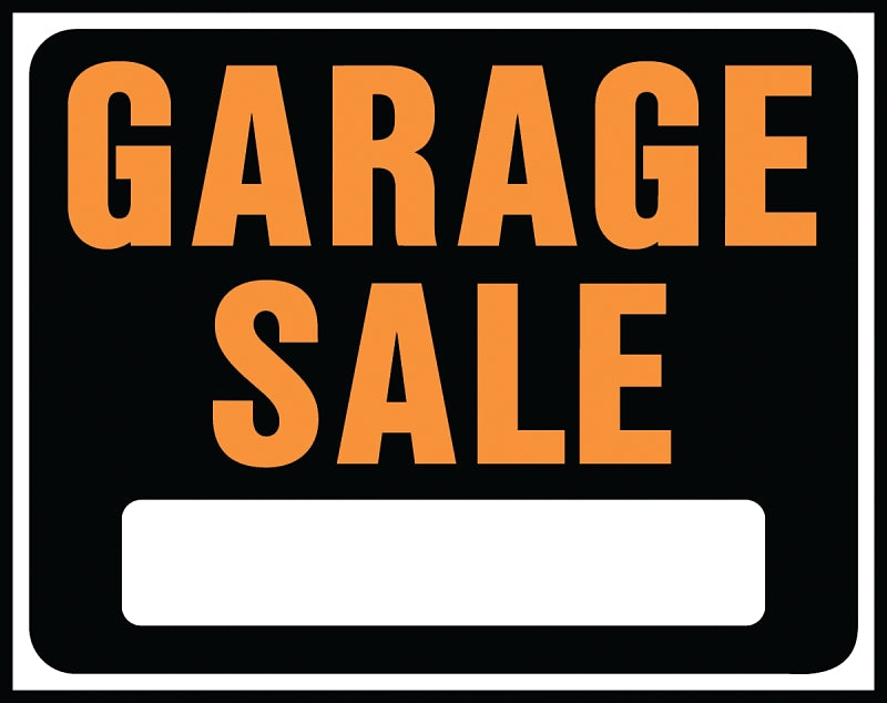Hy-Ko Hy-Glo Series SP-110 Jumbo Identification Sign, Garage Sale, Fluorescent Orange Legend, Plastic