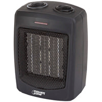 PowerZone PTC-700 Heater, 12.5 A, 120 V, 1500 W, 1500 W Heating, 2-Heat Setting, Black