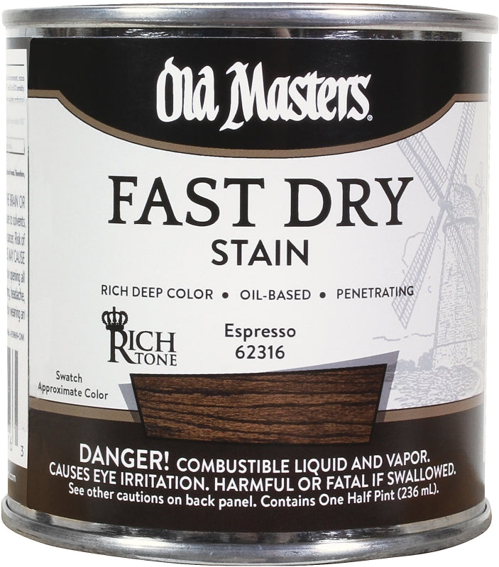Old Masters 62316 Fast Dry Stain, Espresso, Liquid, 1/2 pt
