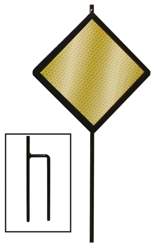Hy-Ko DMD80048A Road Marker, Steel Post, 6 in H Reflector, Amber Reflector