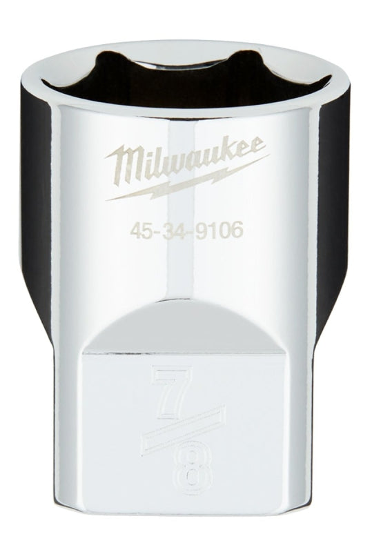 Milwaukee 45-34-9106 Socket, 7/8 in Socket, Standard Socket, 1.18 in OAL, 1/2 in Drive, 6 -Point, Chrome Vanadium Steel