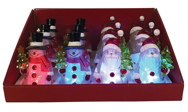 Hometown Holidays 21321 Christmas Ornament Assortment, Snowman and Santa, LED Bulb