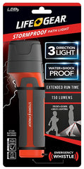 Dorcy Storm Proof Series BA38-60634-RED Pathlight, AA Battery, LED Lamp, 150 Lumens, 300 m Beam Distance, Black/Red
