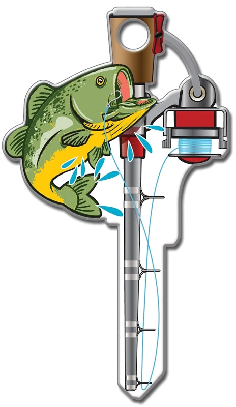 Lucky Line Key Shapes Series B117S Key Blank, Fishing Pole, Brass, Enamel-Coated, For: Schlage Locks