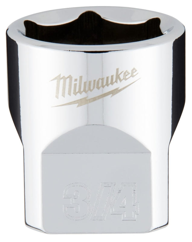 Milwaukee 45-34-9068 Socket, 3/4 in Socket, Standard Socket, 3.543 in OAL, 3/8 in Drive, 6 -Point, Chrome Vanadium Steel