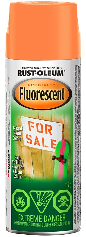 Rust-Oleum N1954830 Fluorescent Spray Paint, Matte, Fluorescent Orange, 312 g, Can