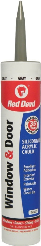 Red Devil 084650 Siliconized Acrylic Caulk, Gray, -20 to 180 deg F, 10.1 fl-oz Cartridge