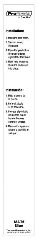 A82/36H DOOR SWEEP HD 2-3/8X36