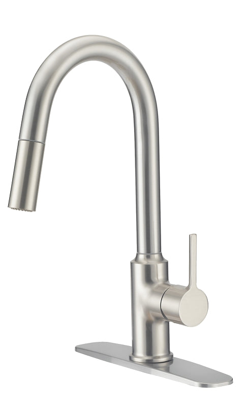 Boston Harbor FP4AF227NP Contemporary Pull-Down Kitchen Faucet, 1.8 gpm, 1-Handle, 1, 3-Faucet Hole, Stainless Steel