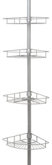 Zenna Home 2156NN Corner Tension Pole Shower Caddy, 8 in OAL, 11-1/2 in OAW, 4-Shelf, Steel, Satin Nickel