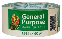 Duck 394700 Masking Tape, 60 yd L, 1.88 in W, Rubber Backing, Beige