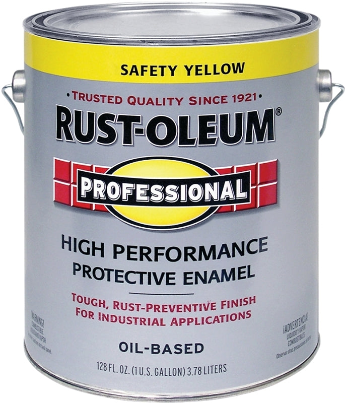 Rust-Oleum K7744402 Enamel Paint, Oil, Gloss, Safety Yellow, 1 gal, Can, 265 to 440 sq-ft/gal Coverage Area