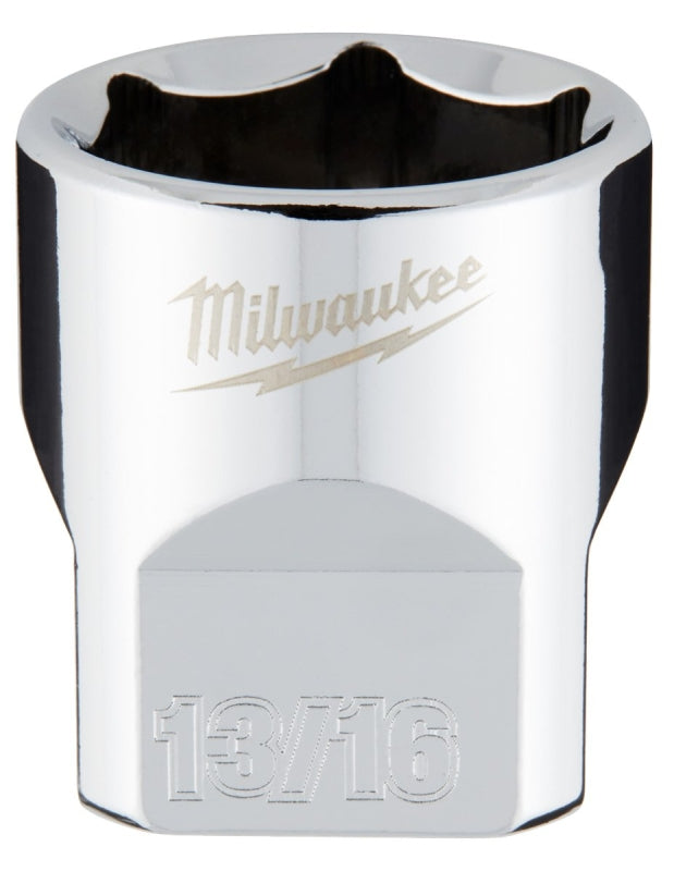 Milwaukee 45-34-9069 Socket, 13/16 in Socket, Standard Socket, 3.543 in OAL, 3/8 in Drive, 6 -Point, Chrome