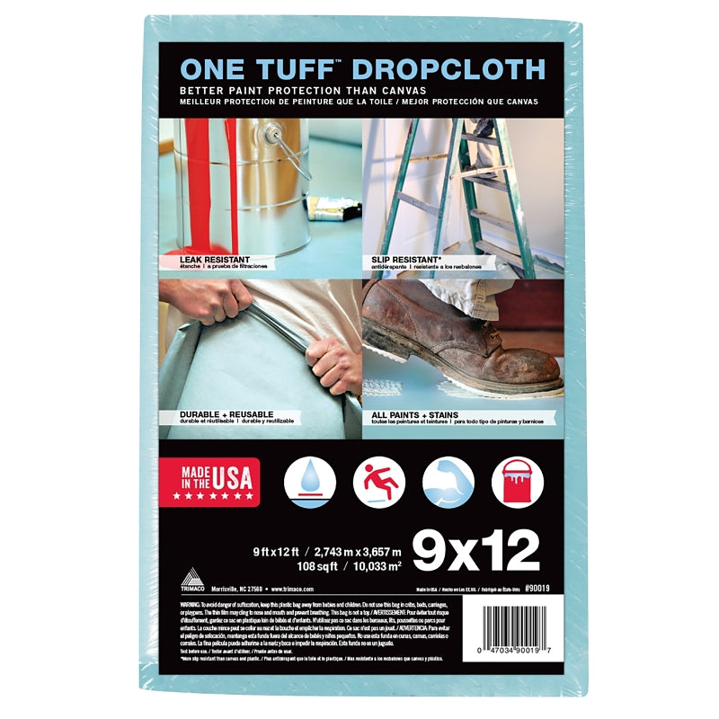 Trimaco 90099 Drop Cloth, 15 ft L, 4 ft W, Sontara Fabric, Blue
