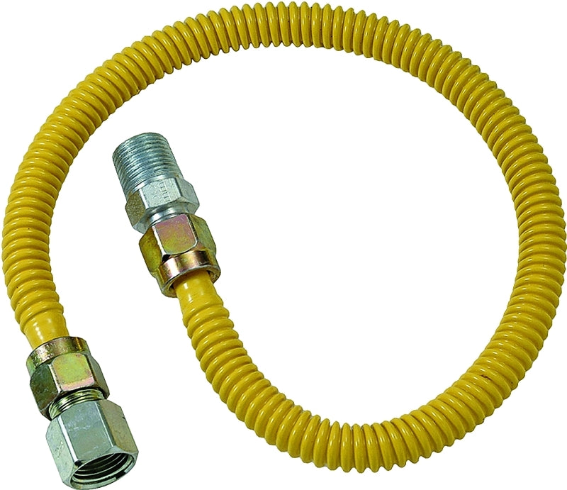 BrassCraft ProCoat Series CSSD54-18 Gas Connector, 18 in L, 1/2 x 1/2 in