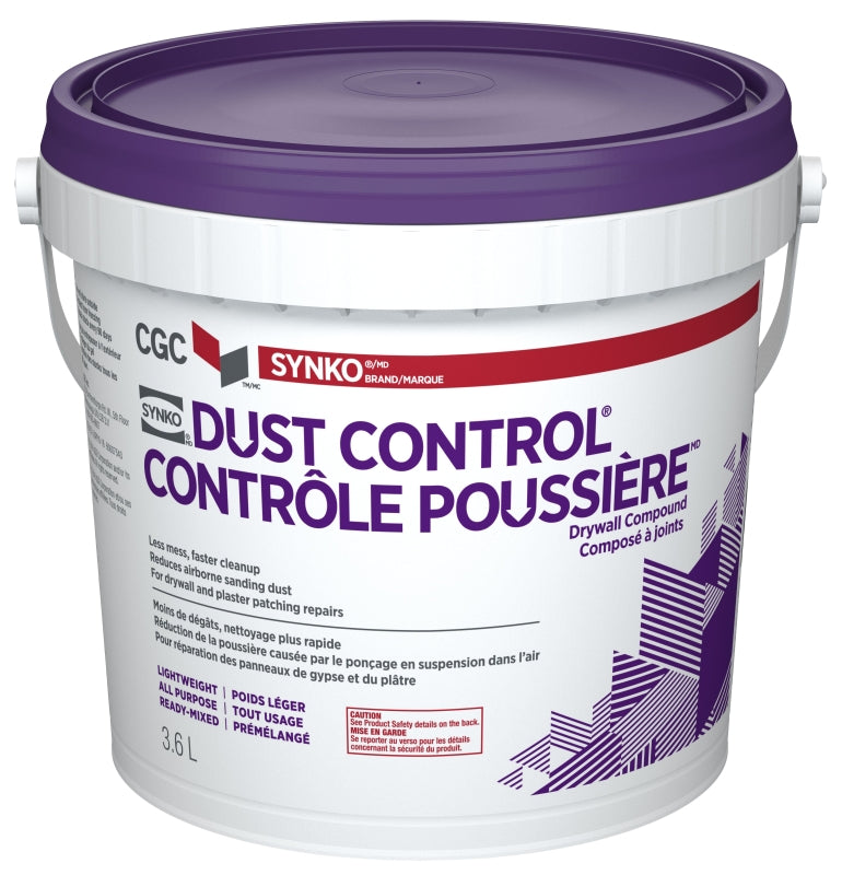 Sheetrock Dust Control 330361 Drywall Compound, Paste, Off White, 3.6 L