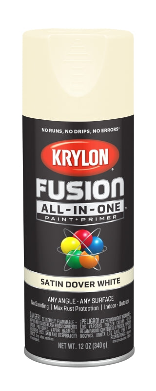 Krylon K02737007 Spray Paint, Satin, Dover White, 12 oz, Can
