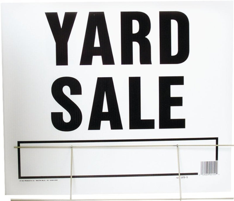 Hy-Ko LYS-5 Lawn Sign, YARD SALE, Black Legend, Plastic, 24 in W x 19 in H Dimensions