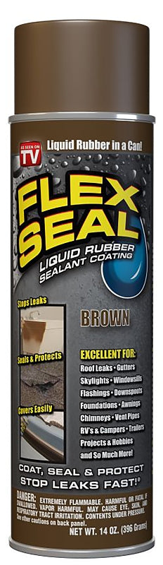 Flex Seal FSBRNR20 Rubberized Spray Coating, Brown, 14 oz, Can