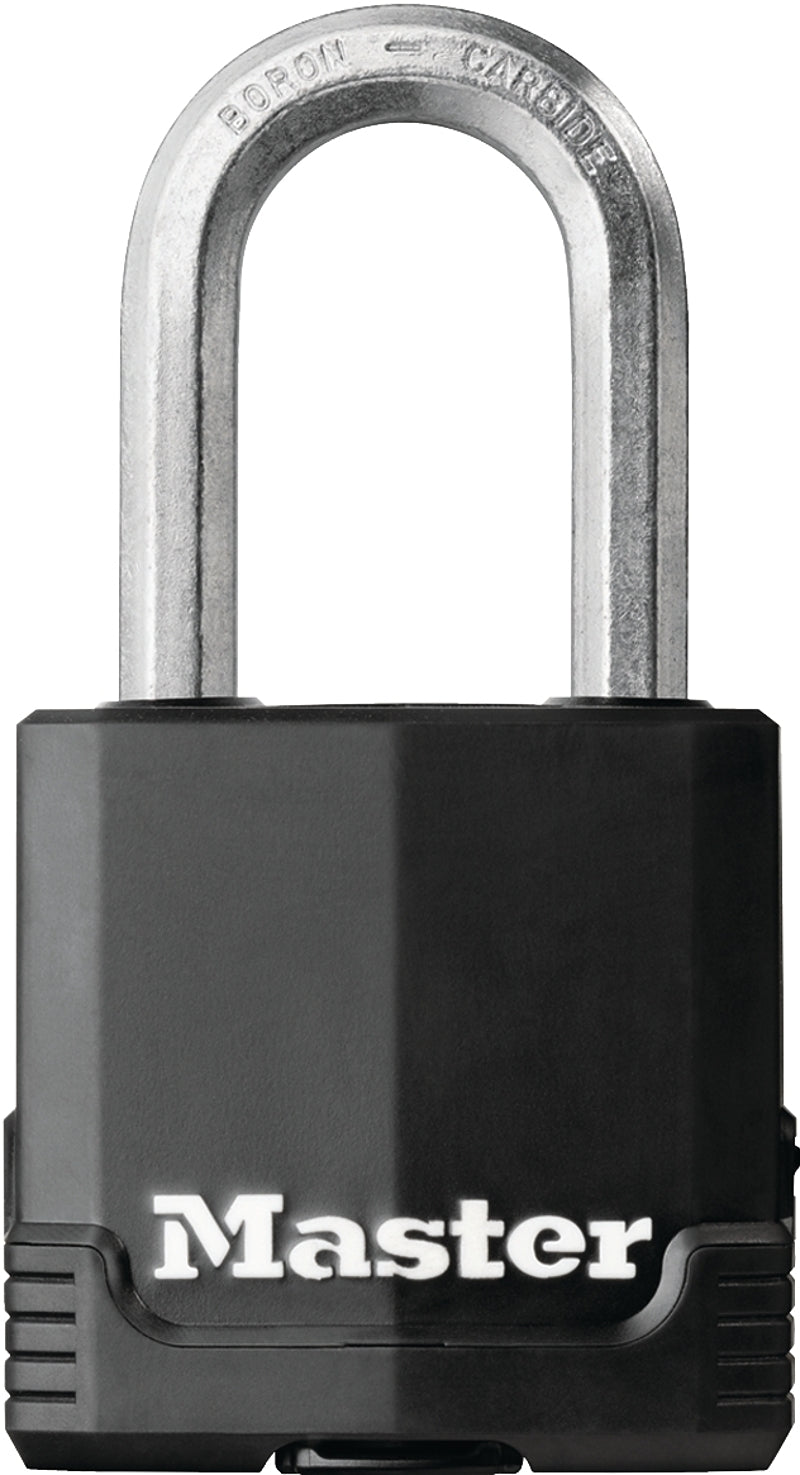 Master Lock Magnum Series M115BLCTRILFHC Padlock, Alike Key, 5/16 in Dia Shackle, Boron Carbide Shackle, Steel Body