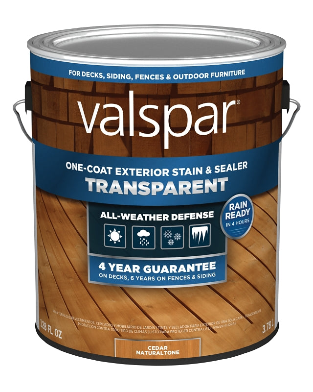 Valspar VL1028075-16 Stain and Sealer, Transparent, Cedar Natural, Liquid, 1 gal