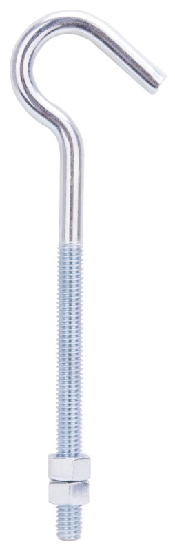 ProSource LR326 Hook Bolt, 9.3 mm Thread, 4 in L Thread, 7-1/4 in L, Steel, Zinc