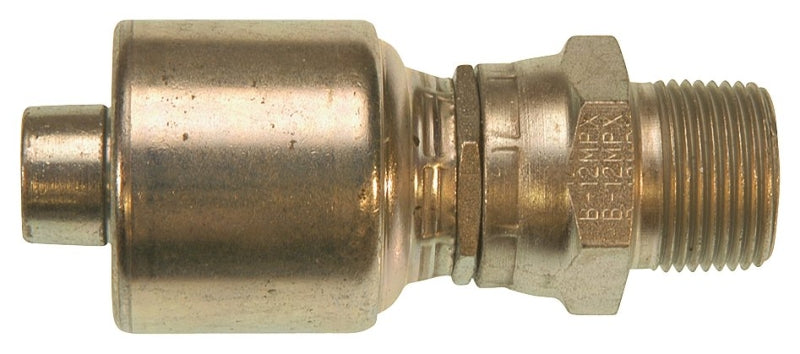 Gates MegaCrimp G25105-1212 Hose Coupling, 3/4 x 3/4 in Dia, 4.01 in, 3/4-14, Crimp x NPTF, Straight Angle, Steel, Zinc