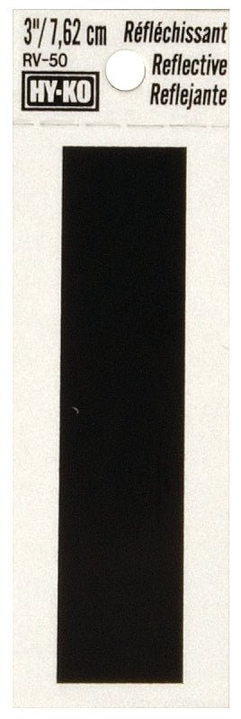 Hy-Ko RV-50/I Reflective Letter, 2-1/2 in W x 4 in H Dimensions, Character: I, 3 in H Character, Black Character, Vinyl