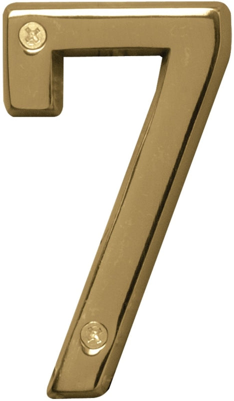 Hy-Ko Prestige Series BR-42PB/7 House Number, 2.938 in W x 6.875 in H Dimensions, Character: 7, 4 in H Character, Brass
