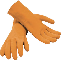M-D 49142 Grouting Protective Gloves, One-Size, 12 in L, Rolled Cuff, Latex, Orange