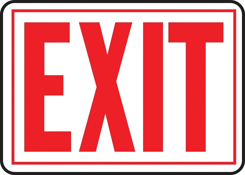 Hy-Ko SS-2W Sign, Exit, Red Legend, Aluminum, 14 in W x 9-1/4 in H Dimensions