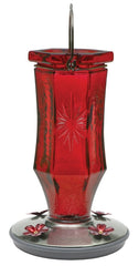 Perky-Pet 8139-2 Bird Feeder, Ruby Starburst Vintage, 16 oz, 4-Port/Perch, Glass, Red, 8-1/2 in H
