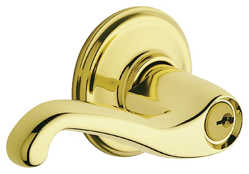 Schlage F Series F51A FLA 605 Entry Lever, Mechanical Lock, Bright Brass, Residential, Metal, 2 Grade