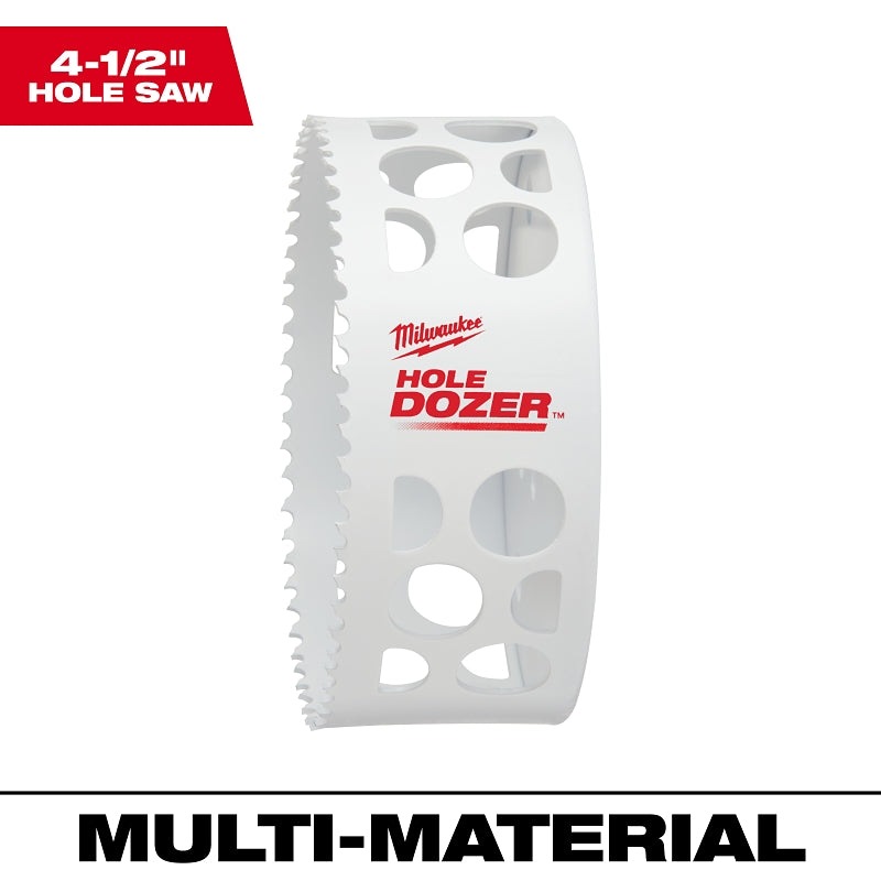 Milwaukee 49-56-9649 Hole Saw, 4-1/2 in Dia, 1-5/8 in D Cutting, 1/2-20 Arbor, 4, 5 TPI, Bi-Metal Cutting Edge