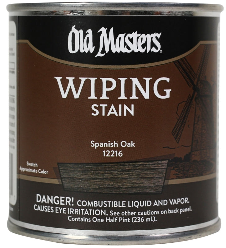 Old Masters 12216 Wiping Stain, Spanish Oak, Liquid, 0.5 pt, Can