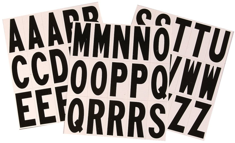 Hy-Ko MM-17L Packaged Letter Set, 5-1/4 in W x 9 in H Dimensions, 1-3/4 in H Character, Black Character, Vinyl