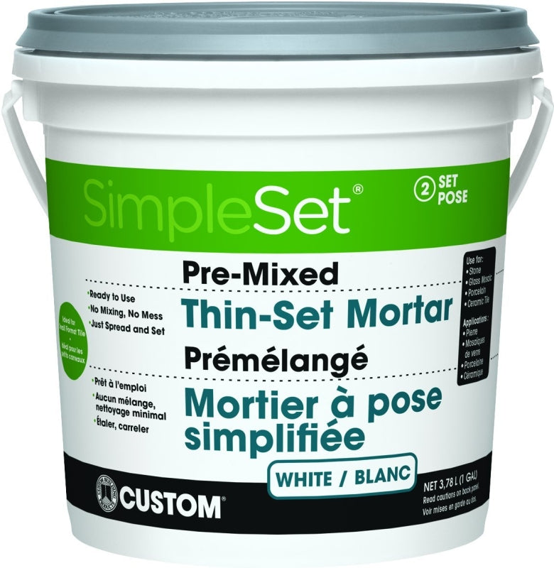 Custom SimpleSet CSTTSW1-2 Series Thinset Mortar, White, Paste, 1 gal Pail