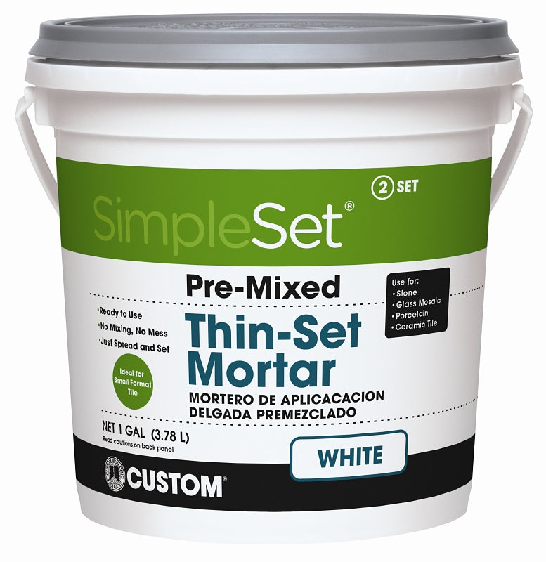 Custom STTSW1-2 Thin-Set Mortar, White, Paste, 1 gal, Pail
