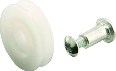 Prime-Line B 551 Door Roller, 1 in Dia Roller, 7/32 in W Roller, Nylon, White, 2-Roller, Bottom