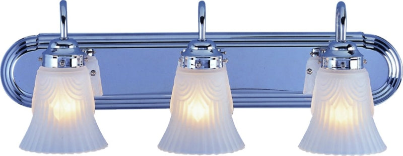 Boston Harbor RF-V-028-CH Vanity Light Fixture, 60 W, 3-Lamp, A19 or CFL Lamp, Steel Fixture, Chrome Fixture