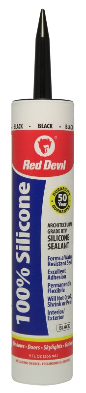 Red Devil 081660 Silicone Sealant, Black, -60 to 400 deg F, 9 fl-oz Cartridge