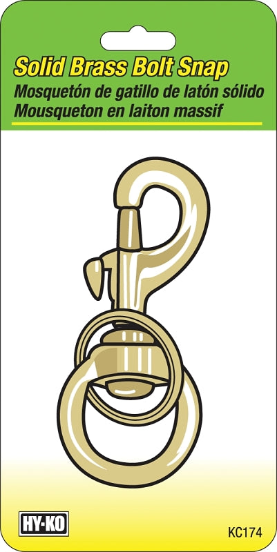 Hy-Ko KC174 Bolt Snap, 1-1/4 in L x 4-3/4 in W x 5-1/2 in H Dimensions, Brass