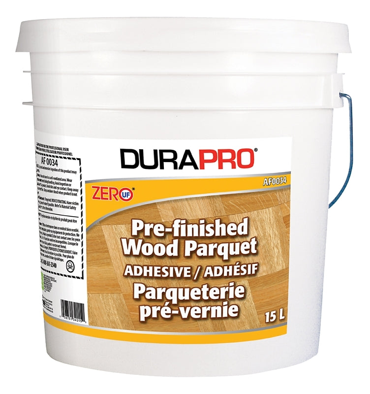 Dura Pro AF0034-015 Parquet Adhesive, Liquid, Hydrocarbon, White, 15 L, Pail
