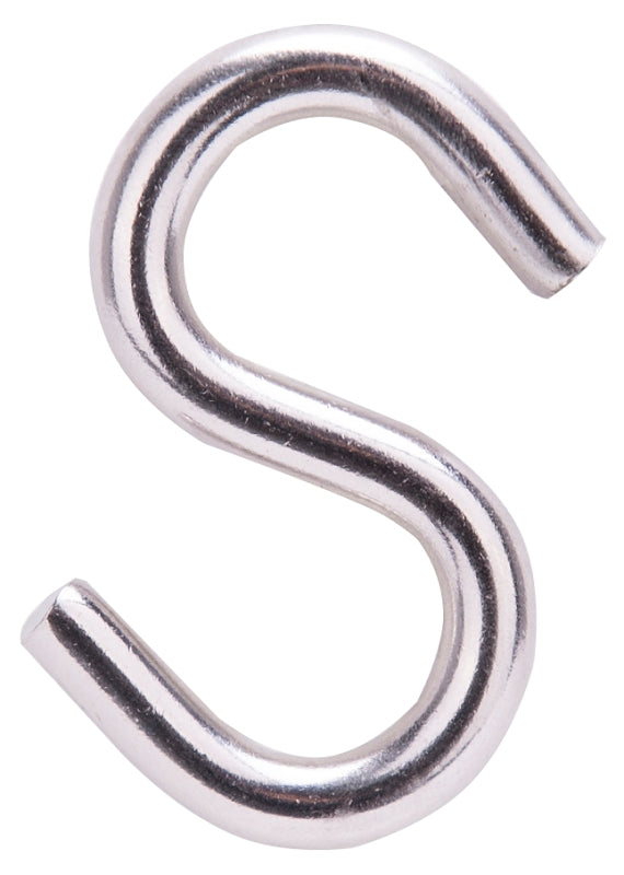 ProSource LR379 S-Hook, 289 lb Working Load, 19/64 in Dia Wire, Stainless Steel, Stainless Steel