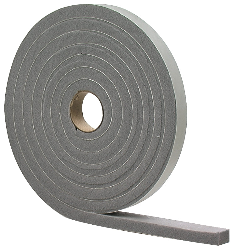 M-D 02279 Foam Tape, 1/2 in W, 17 ft L, 1/4 in Thick, PVC, Gray, 12/PK